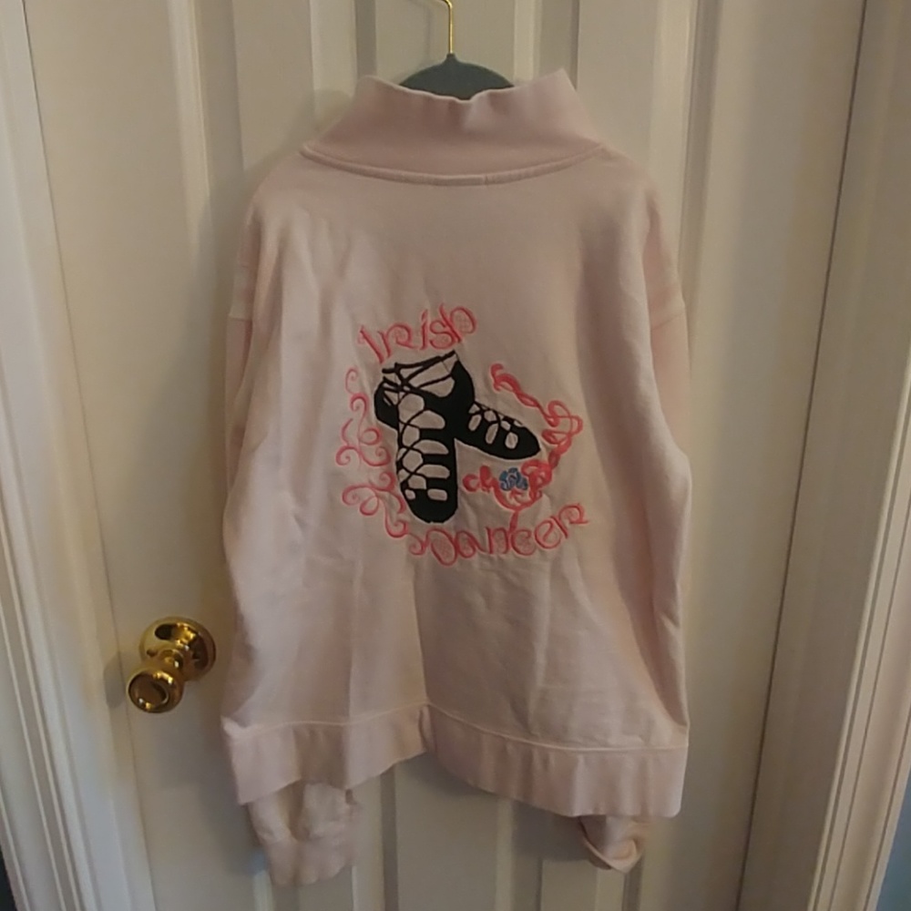 Irish Dancer Embroidered Pink Mock Zip